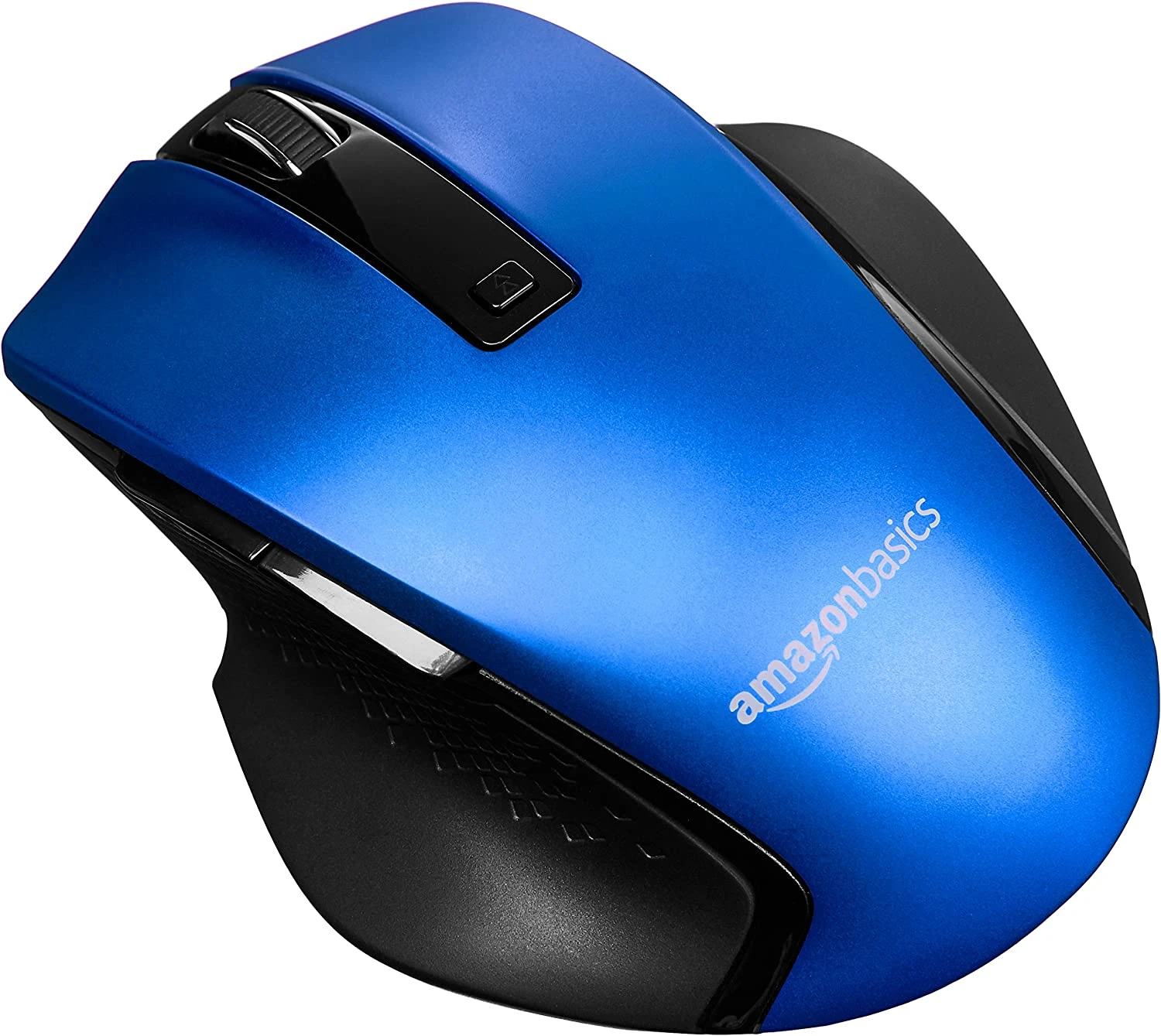 Souris ergonomique sans fil Amazon Basics Bleu