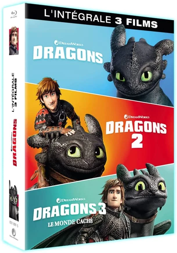 Coffret Blu-Ray : Dragons + Dragons 2 + Dragons 3 : Le Monde caché