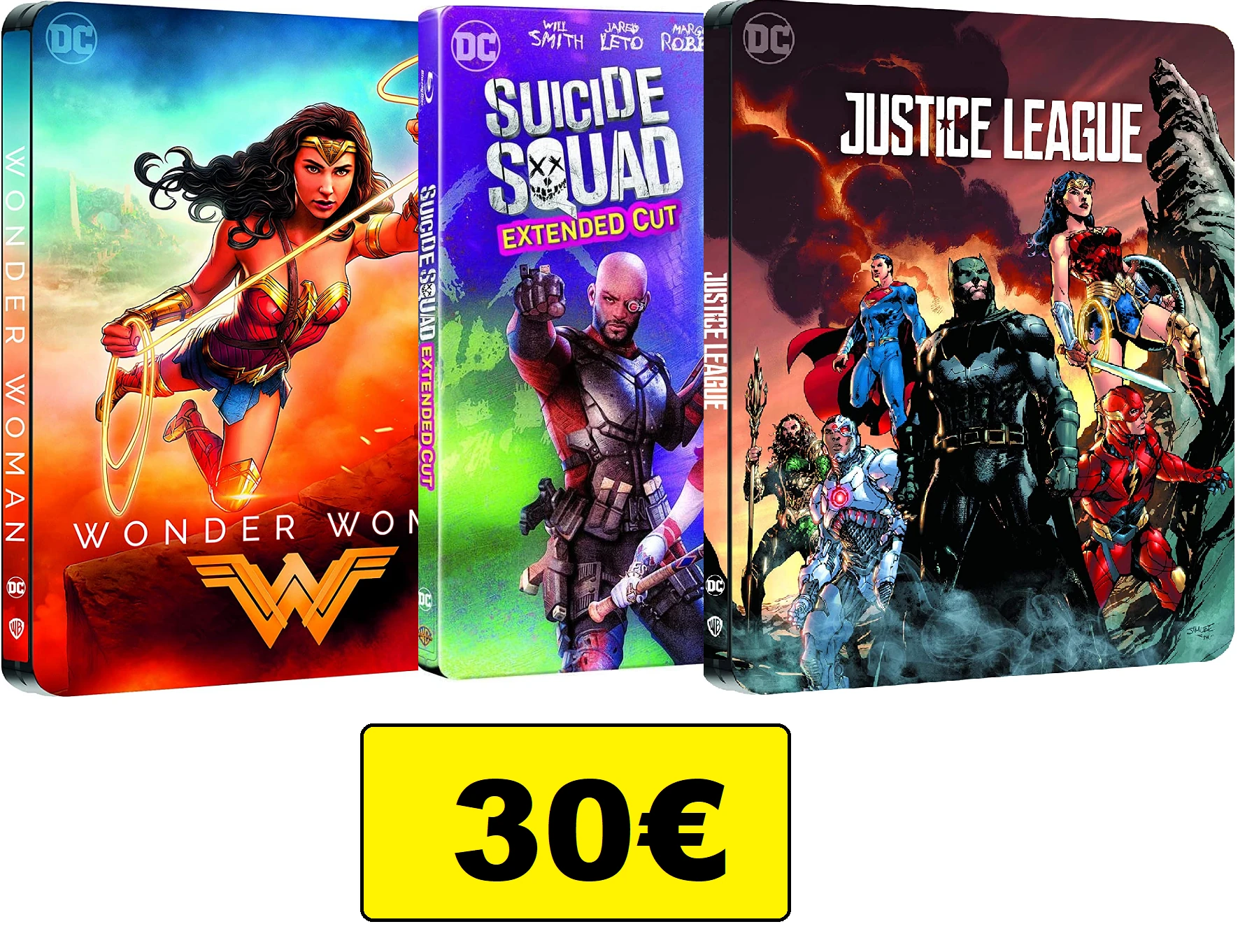 Justice League - Edition Steelbook + Wonder Woman - Edition Steelbook + Suicide Squad (2016) - Edition Steelbook - 4K Ultra HD & Blu-Ray