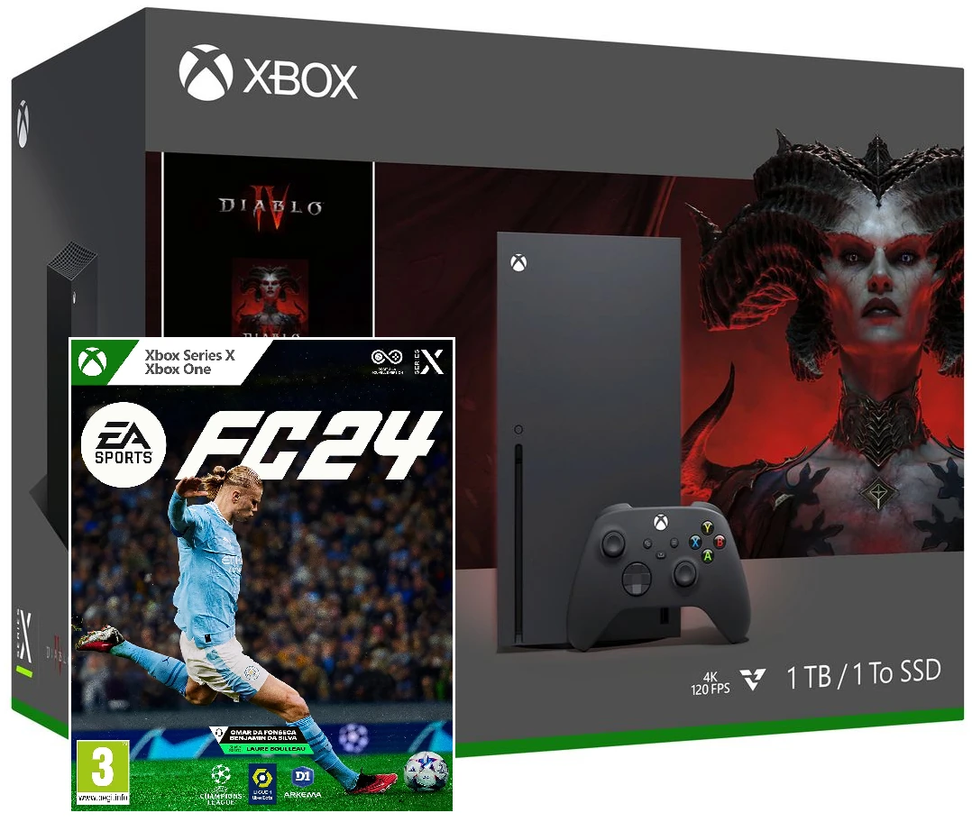 Console Microsoft Xbox Series X - 1To +  Diablo 4 + EA Sports FC 24 + 15€ Offerts