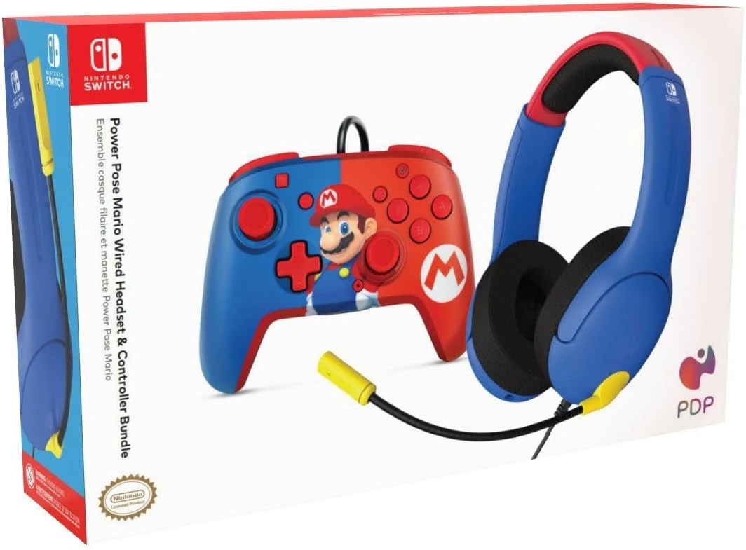 Pack Manette Filaire Mario + Micro Casque Filaire Mario PDP