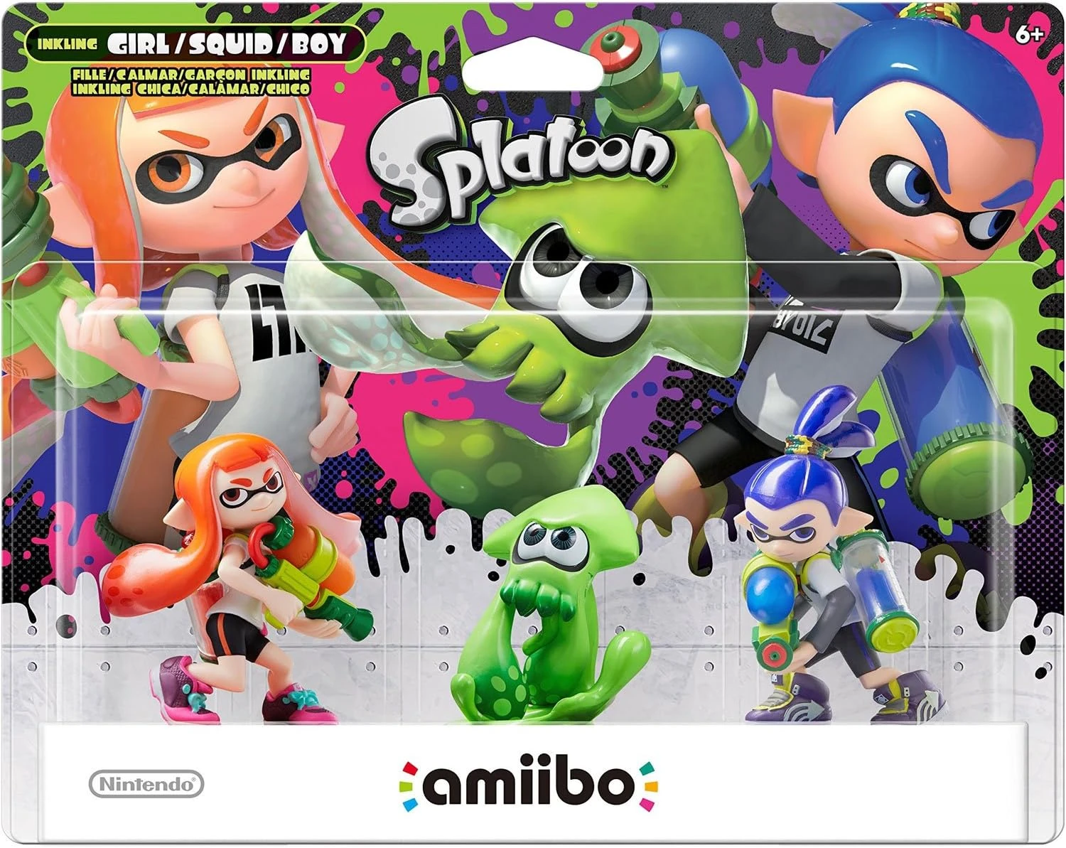 Pack 3 Figurines Amiibo Splatoon - Octaling + Inkling + Salmioche