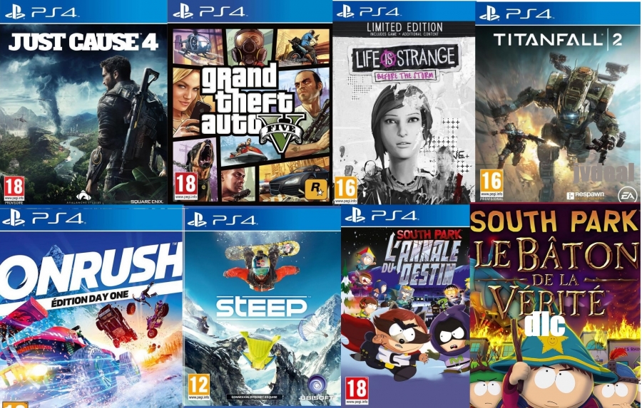 Just Cause 4 - GTA 5 - OnRush - Titanfall 2 - Steep - South Park L'annale Du Destin - Le Bâton de la Vérité (code) - Life Is Strange: Beform The Storm