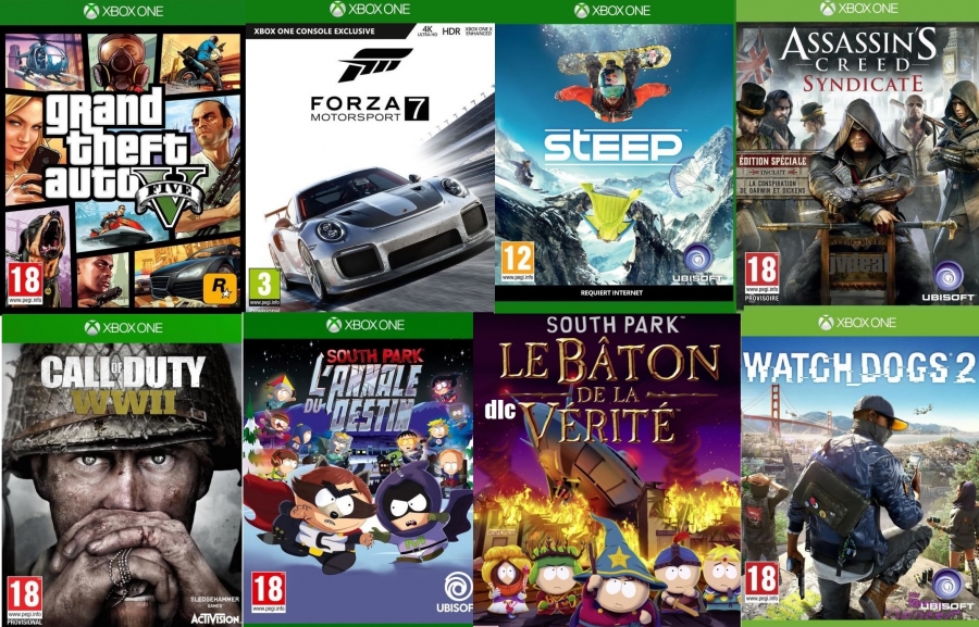 - GTA 5 - Forza 7 - Call Of Duty WW2  - Watch Dogs 2 - Edition Deluxe - Assassin's Creed Syndicate + Steep - South Park L'annale Du Destin - Le Baton De La Vérité (code) sur Xbox One 